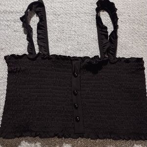 Cupshe Black Ruffled Crop Top